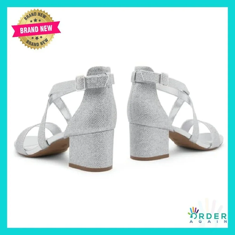 Chunky Block Heel Sandals Open Toe Ankle Strap Elegant Dressy Party Wedding